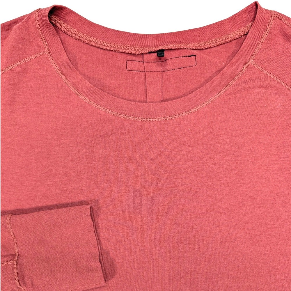 Alphalete Mens Premium Long Sleeve Crew Neck Shirt Rust Red Athletic Fit L